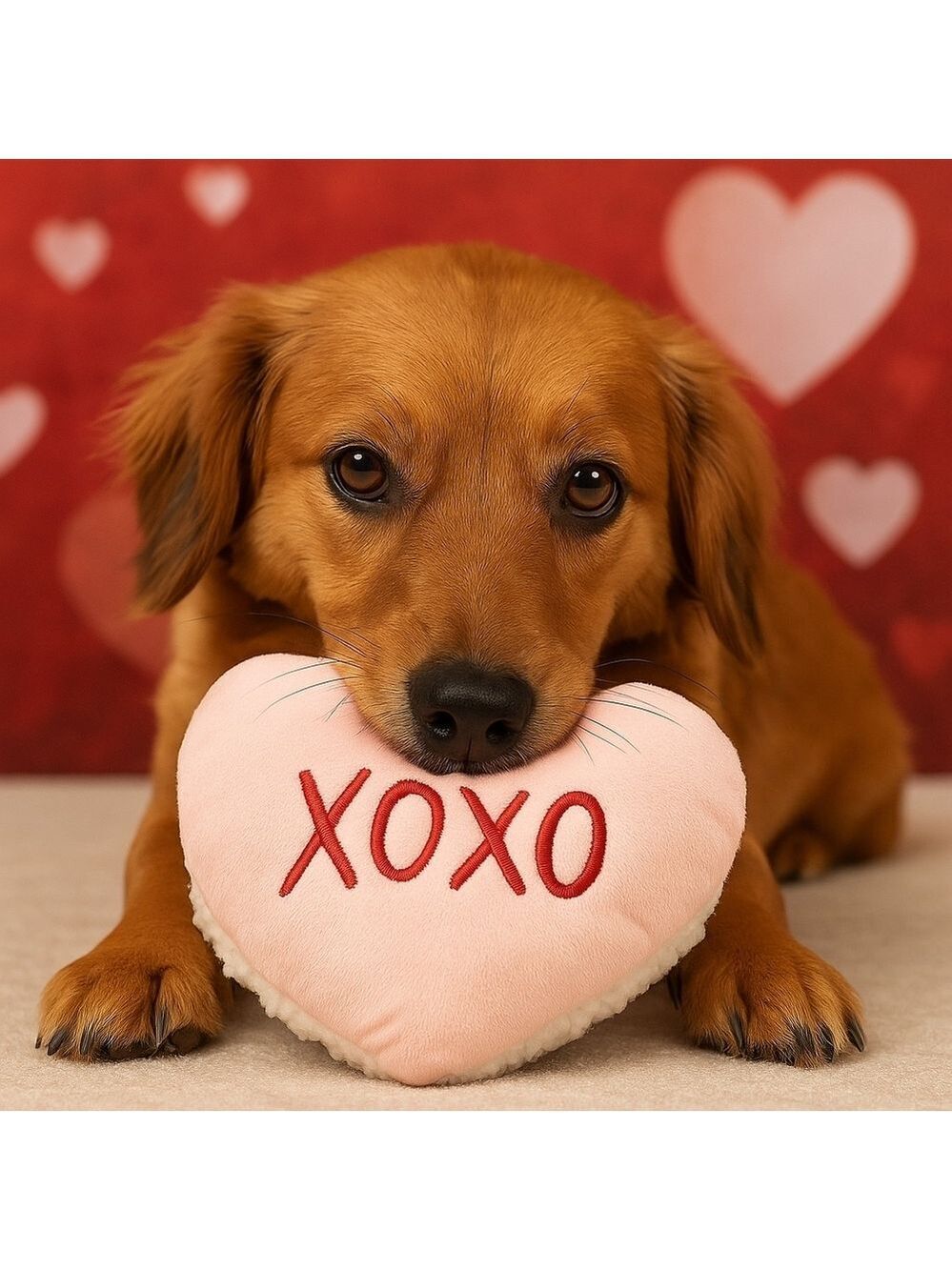 Giftable World Pink Heart Squeaker Crinkle Pet Toy 7 Inch